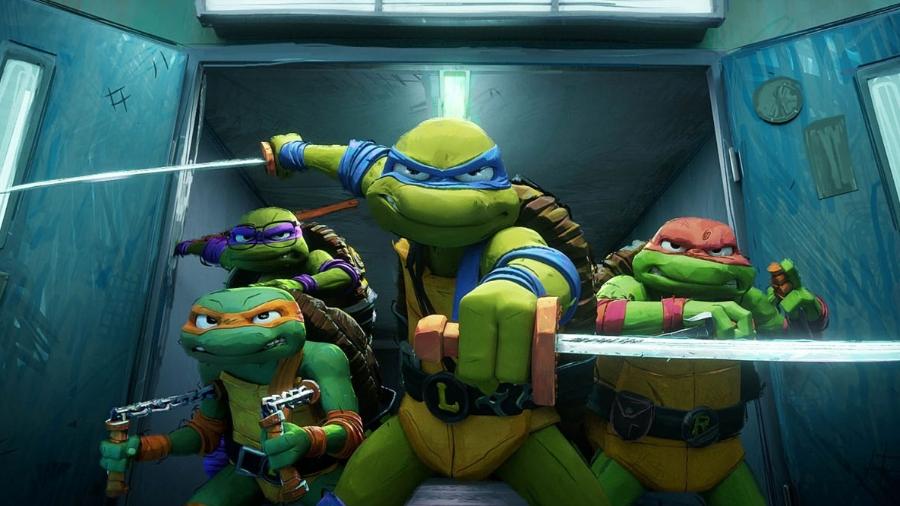 Michelangelo, Donatello, Leonardo e Raphael em 'As Tartarugas Ninja: Caos Mutante'