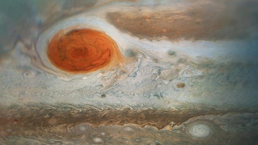 A Grande Mancha Vermelha de Júpiter, em imagem da sonda espacial Juno - Nasa/ JPL-Caltech/ SwRI/ MSSS/ Gerald Eichstadt/ Sean Doran