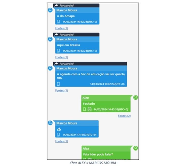 Chat entre Alex e Marcos Moura sobre licitação no Amapá