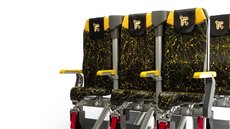 Assento de avião Skyrider 3.0, da empresa italiana Aviointeriors: Modelo não saiu do papel