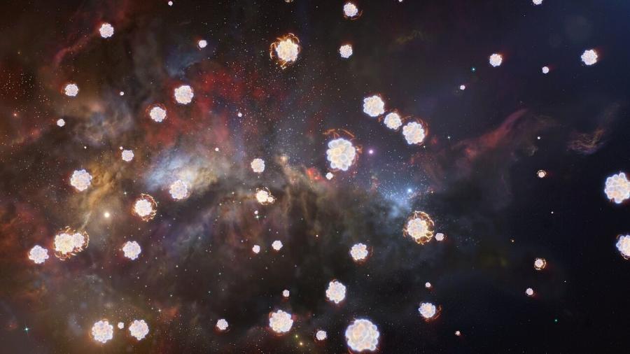 Elementos químicos em uma distante nuvem de gás em meio ao Universo - ESO/L. Calçada, M. Kornmesser