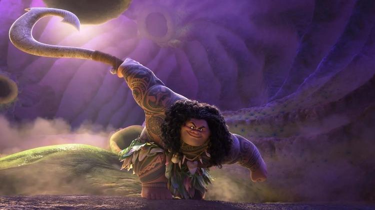 O semideus Maui não tem muito o que fazer em 'Moana 2'