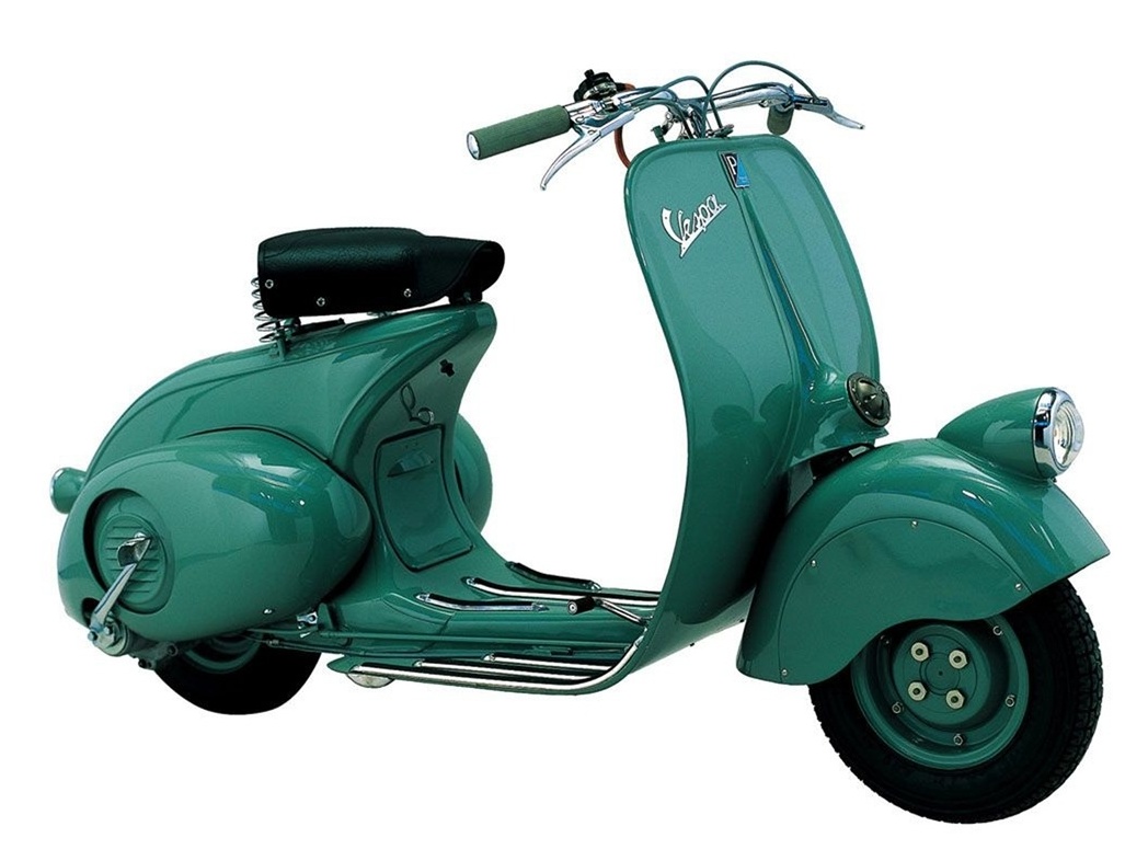 Ciclomotor de moto vespa bonito cor verde. conceito de objeto dos