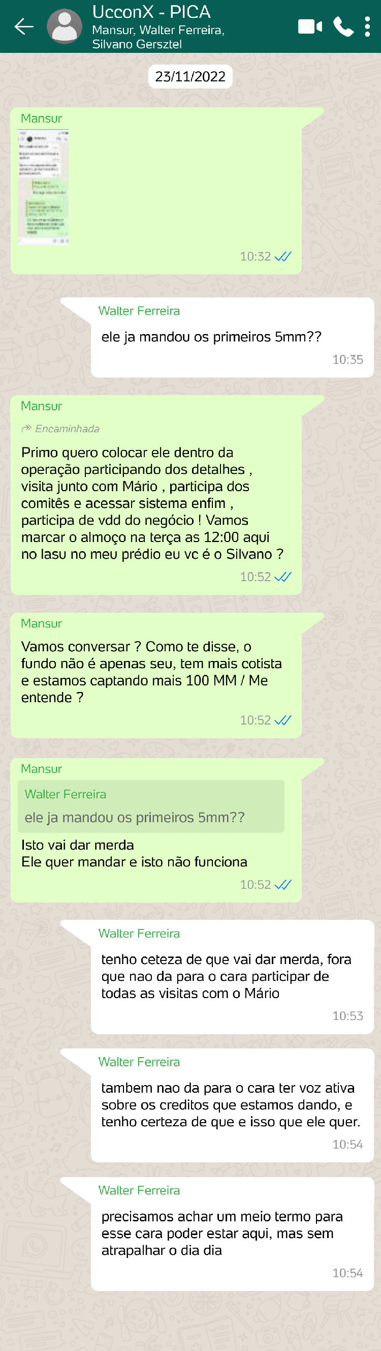 Conversa citada no indiciamento de João Carlos Mansur e outros na Operação Quasar