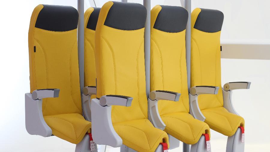 Modelo de assento de aviões batizado de Skyrider 2.0, da empresa italiana Aviointeriors: protótipo não saiu do papel