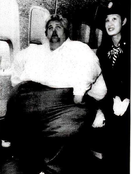 Albert Pernitsch no voo da Japan Airlines em 1986
