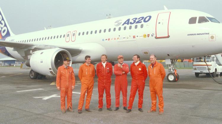 Primeiro voo do Airbus A320, na década de 1980
