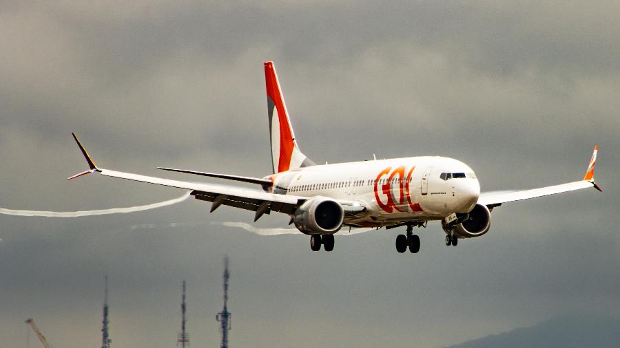 Avião da Gol durante pouso no aeroporto de Congonhas, em São Paulo