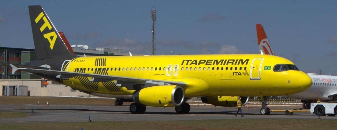 Avião da Itapemirim com matrícula PS-SPJ, em homenagem ao dono da empresa, Sidnei Piva de Jesus - Alexandre Saconi/29.jun.2021