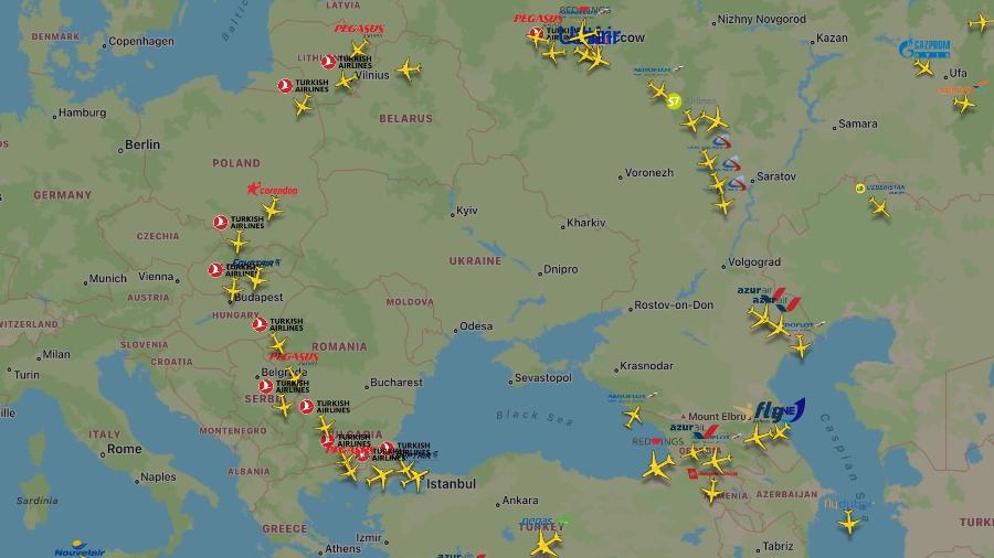 Rotas de aviões saindo da Rússia: Principal destino é a Turquia - Flightradar24
