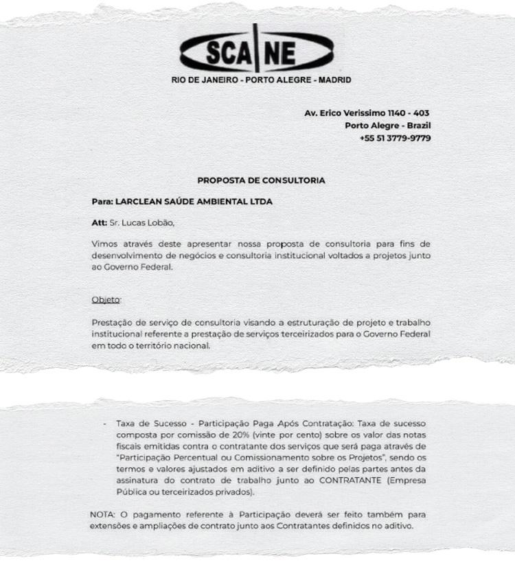 Contrato de consultoria da Scaine Negócios e Participações, empresa de Sérgio Canozzi, que previa comissão de 20% sobre recursos de emendas, obtido pela PF na Operação Overclean Contrato de consultoria da Scaine Negócios e Participações, empresa de Sérgio Canozzi, que previa comissão de 20% sobre recursos de emendas, obtido pela PF na Operação Overclean