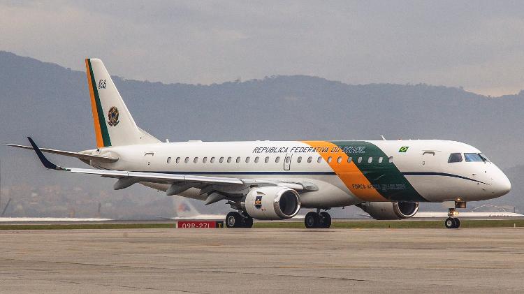 Um avião Embraer E190 com a designação VC-2, a serviço da Presidência da República