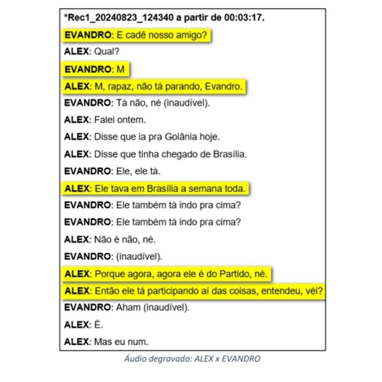 Conversa de Alex Parente e Evandro sobre o empresário Marcos Moura