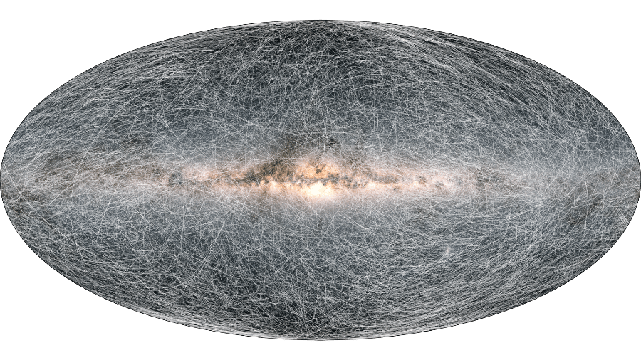 Mapeamento Gaia mostrando a posição e o movimento de estrelas em nossa galáxia - ESA/Gaia/DPAC