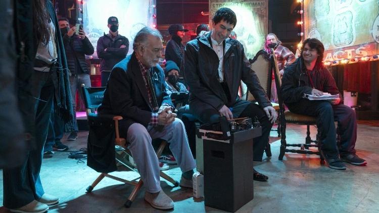 O diretor Francis Ford Coppola e Adam Driver no set de 'Megalópolis'