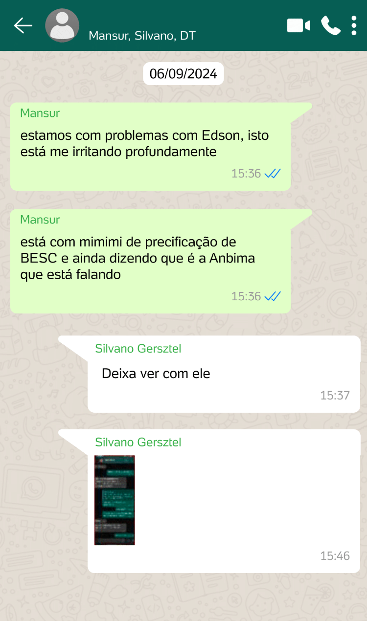 Conversa citada no indiciamento de João Carlos Mansur e outros na Operação Quasar