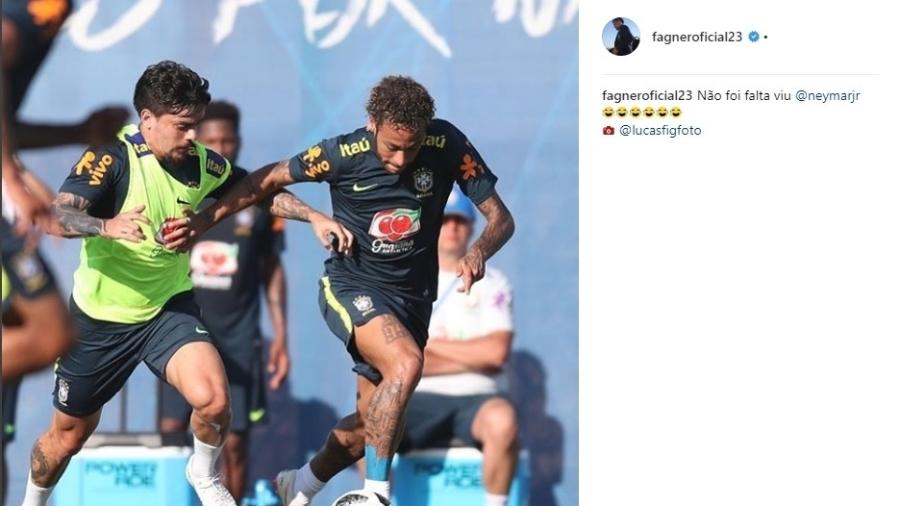 Fagner posta foto com Neymar em treino - Reprodução/Instagram