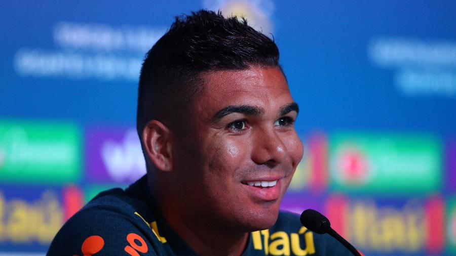 Casemiro concede entrevista coletiva após treino da seleção brasileira - REUTERS/Hannah McKay