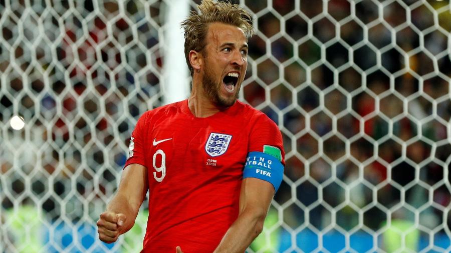 Inglês Harry Kane comemora o gol marcado na partida contra a Colômbia - REUTERS/John Sibley
