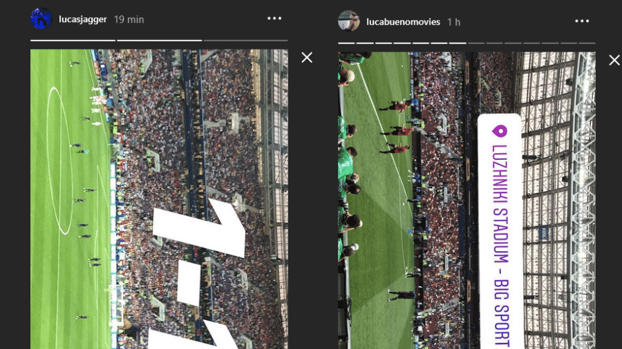 Luca Bueno e Lucas Jagger acompanham a final da Copa no estádio - Reprodução/Instagram