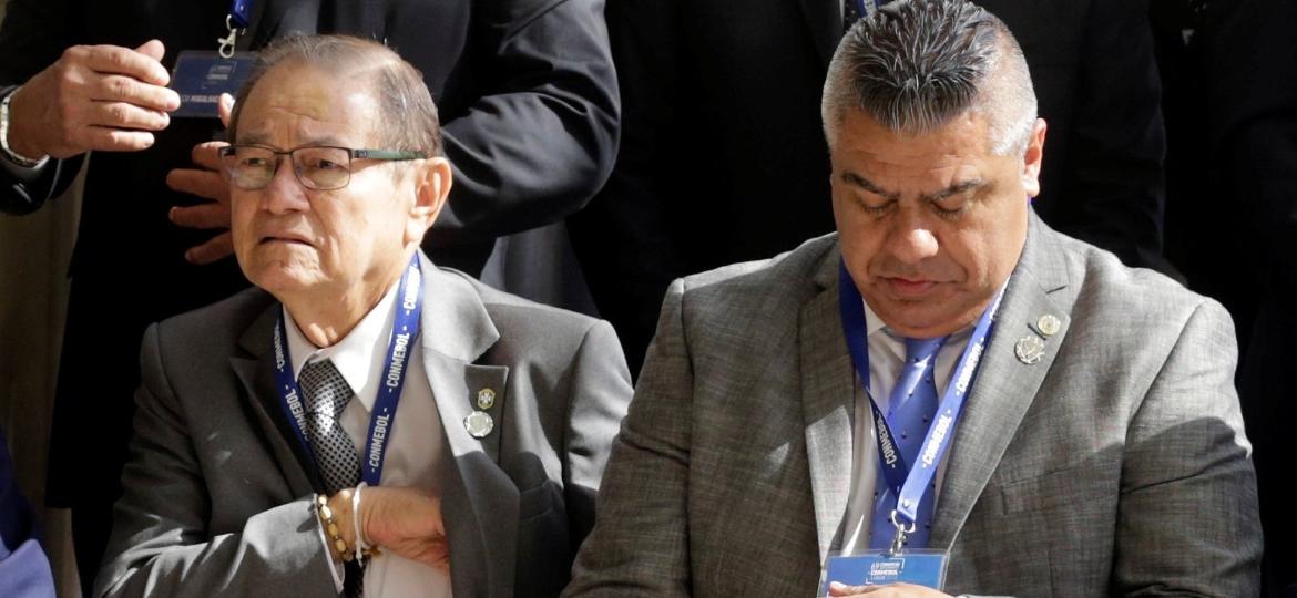 Antonio Carlos Nunes de Lima, o Coronel Nunes, presidente da CBF, e Claudio Tapia, presidente da AFA - Jorge Adorno/Reuters