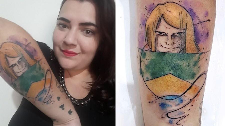 Daniele Wolf tatuou o meme do "psicopata" da Copa do braço - Arquivo pessoal