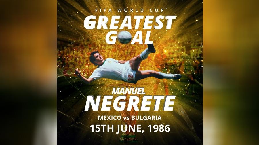 O gol de Manuel Negrete em 86 foi eleito por torcedores como o mais bonito das Copas - reprodução/Fifa
