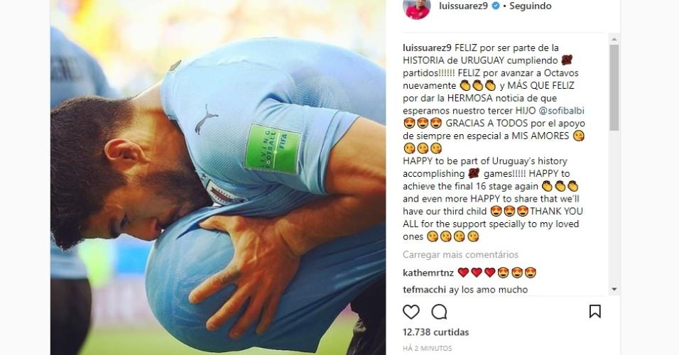 Suárez completa 100 jogos pelo Uruguai com gol, e anuncia gravidez da esposa