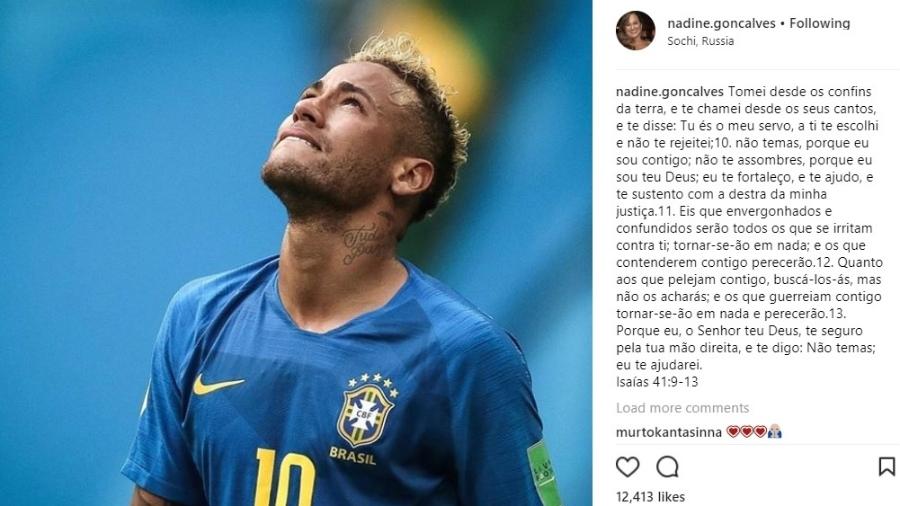 Mãe de Neymar posta mensagem de apoio ao jogador antes de partida - Reprodução/Instagram