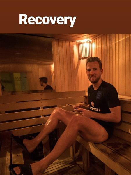 Harry Kane faz sauna neste domingo na concentração inglesa para a Copa do Mundo - Reprodução/Instagram Stories