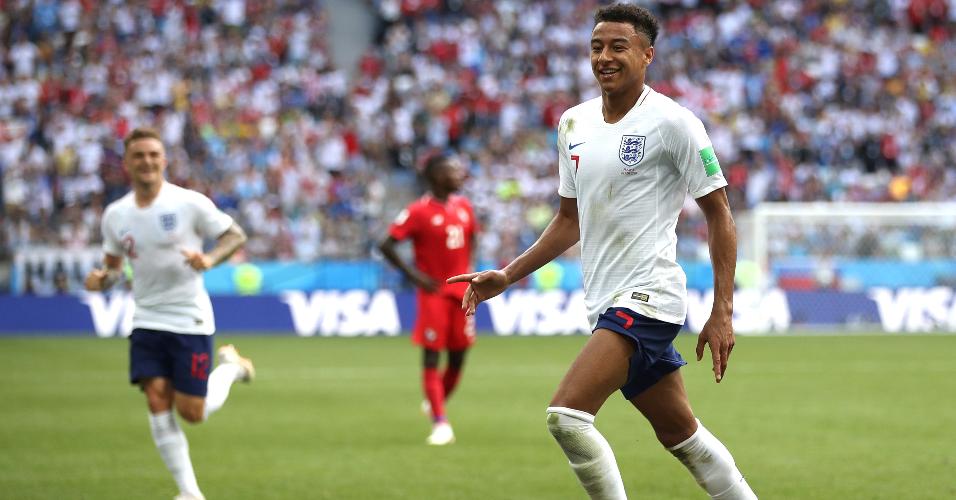 Jesse Lingard comemora após marcar gol da Inglaterra sobre o Panamá