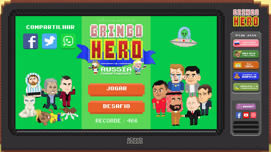 O game "Gringo Hero Rússia" recria cenas reais da Copa do Mundo de 2018 - reprodução