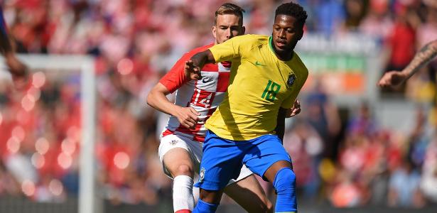 Fred em ação pelo Brasil contra a Croácia. Jogador vai para o Manchester United - Oli Scarff/AFP