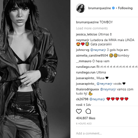 Neymar elogiou a namorada Bruna Marquezine no Instagram - Reprodução/Instagram