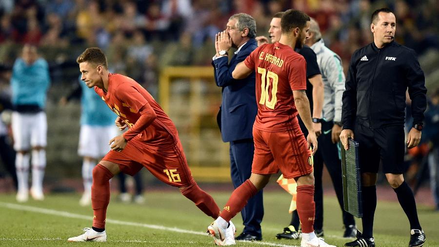 Eden Hazard sai para a entrada de Thorgan em amistoso; irmãos a serviço da seleção belga - John Thys/AFP