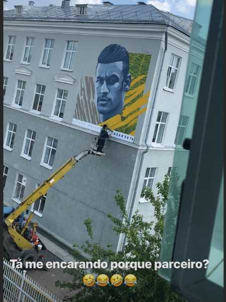 Neymar publica foto de pintura com o rosto dele em Kazan - Reprodução/Instagram