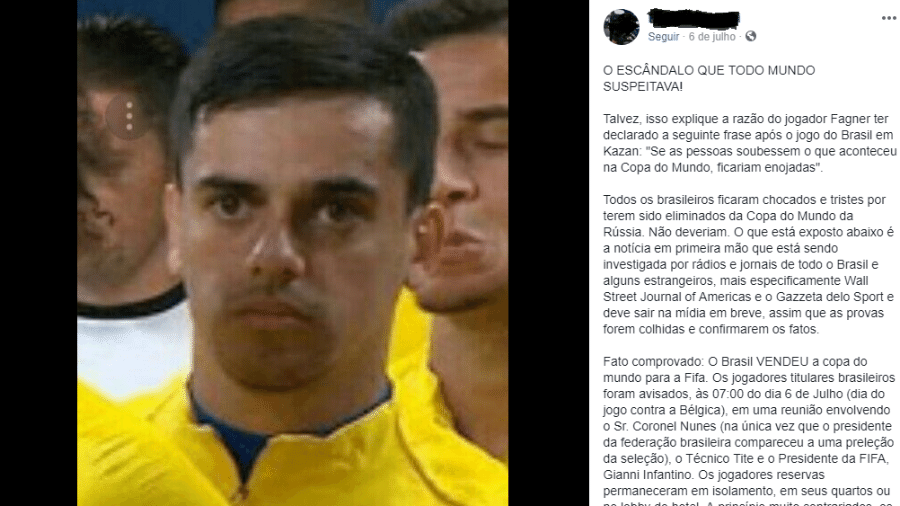 Fakenews mais famosa do futebol foi atualizada após eliminação do Brasil - Reprodução/Facebook