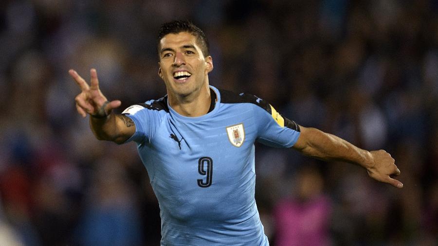 Luis Suárez comemora gol da seleção do Uruguai - AFP PHOTO / Miguel Rojo