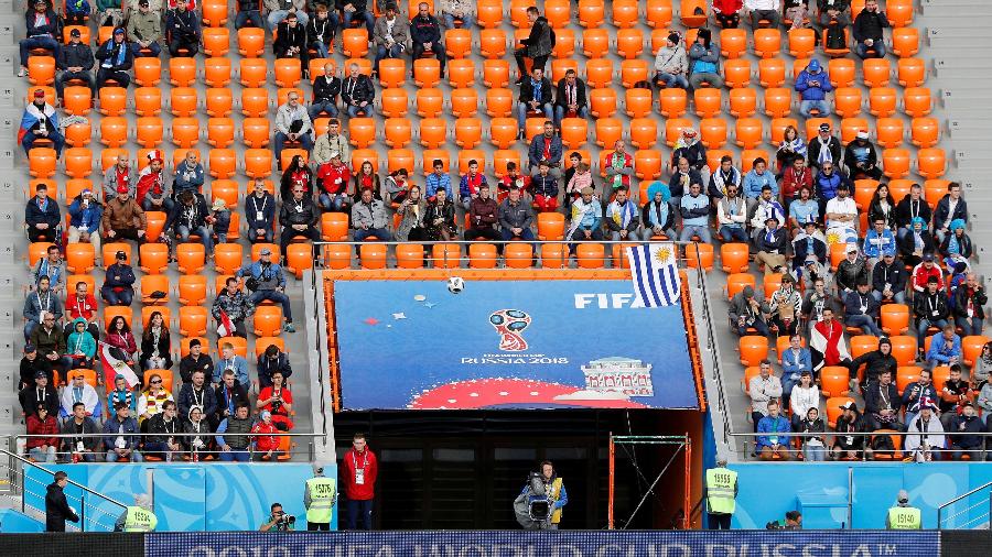 Estádio de Ecaterimburg tem vários lugares vazios durante jogo entre Uruguai e Egito - DARREN STAPLES/Reuters