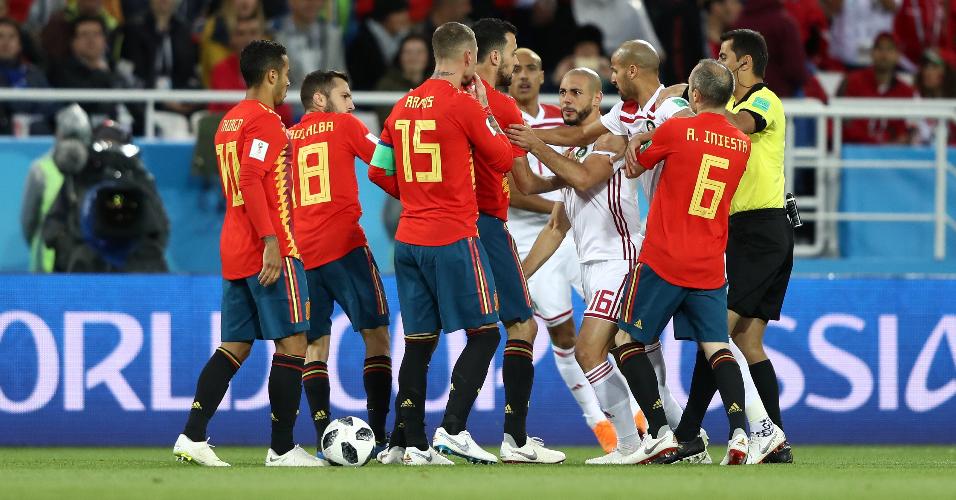 Sergio Ramos confusão Espanha Marrocos Copa do Mundo