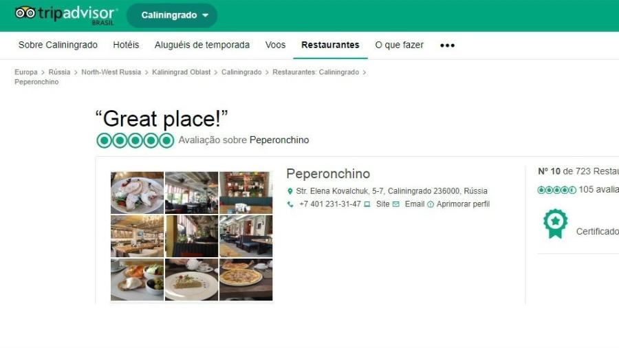 Review do Peperonchino no Trip Advisor - Reprodução