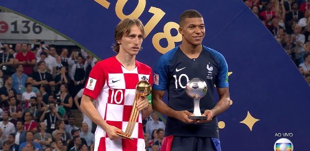 Modric e Mbappé foram eleitos craque e revelação da Copa, respectivamente - Reprodução/Rede Globo