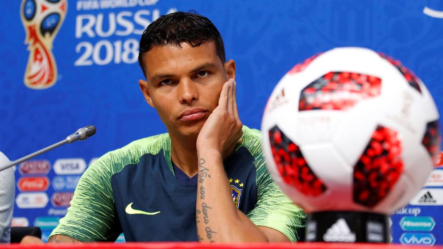 Thiago Silva concede entrevista coletiva após treino da seleção brasileira - REUTERS/David Gray