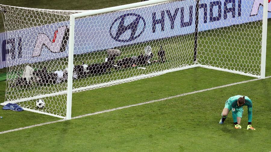 David de Gea lamenta falha no segundo gol de Cristiano Ronaldo em jogo Portugal x Espanha pelo Grupo B da Copa 2018 - Lucy Nicholson/Reuters