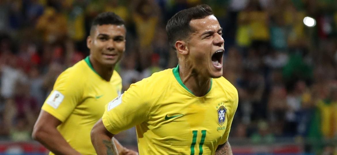 Philippe Coutinho comemora gol marcado pelo Brasil contra a Suíça; pouco vaidoso, ele não lembrou de pentear o cabelo para o "lado certo" - REUTERS/Marko Djurica