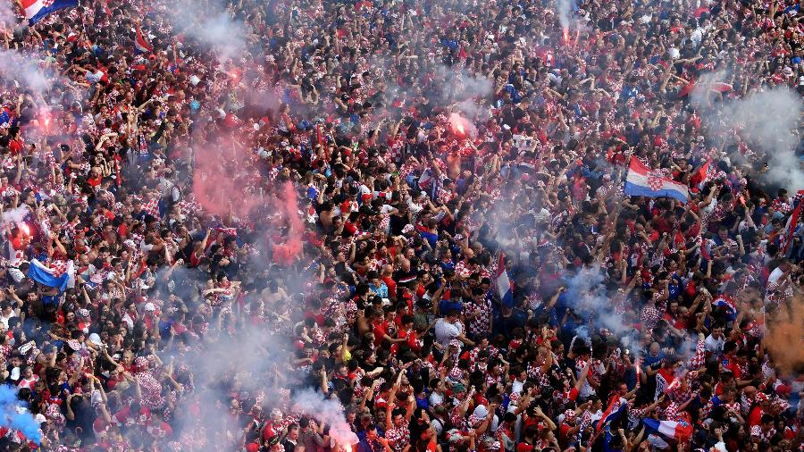 Torcida croata fez festa em Zagreb para a final da Copa do Mundo de 2018 contra a França - Andrej Isakovic/AFP Photo