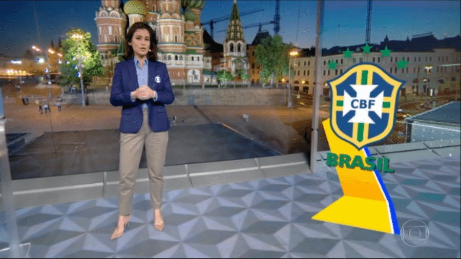 Renata Vasconcellos apresenta o "Jornal Nacional" a partir de Moscou, na Copa - ReproduçãoTV