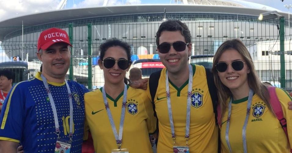 Brasileiros da família Trandafilov uniram visita aos parentes na Rússia à Copa e aproveitam para ver a decisão do terceiro lugar.