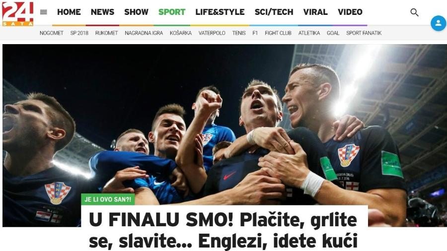Site croata Sata24 destaca classificação para a final da Copa: "Inglês, vá para casa" - Reprodução