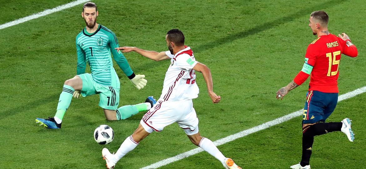 Essa foi a única defesa de David De Gea em toda Copa do Mundo, durante o empate por 2 a 2 com Marrocos - Mariana Bazo/Reuters